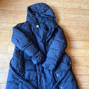 JCrew Hooded, Belted Long Puffer Jacket